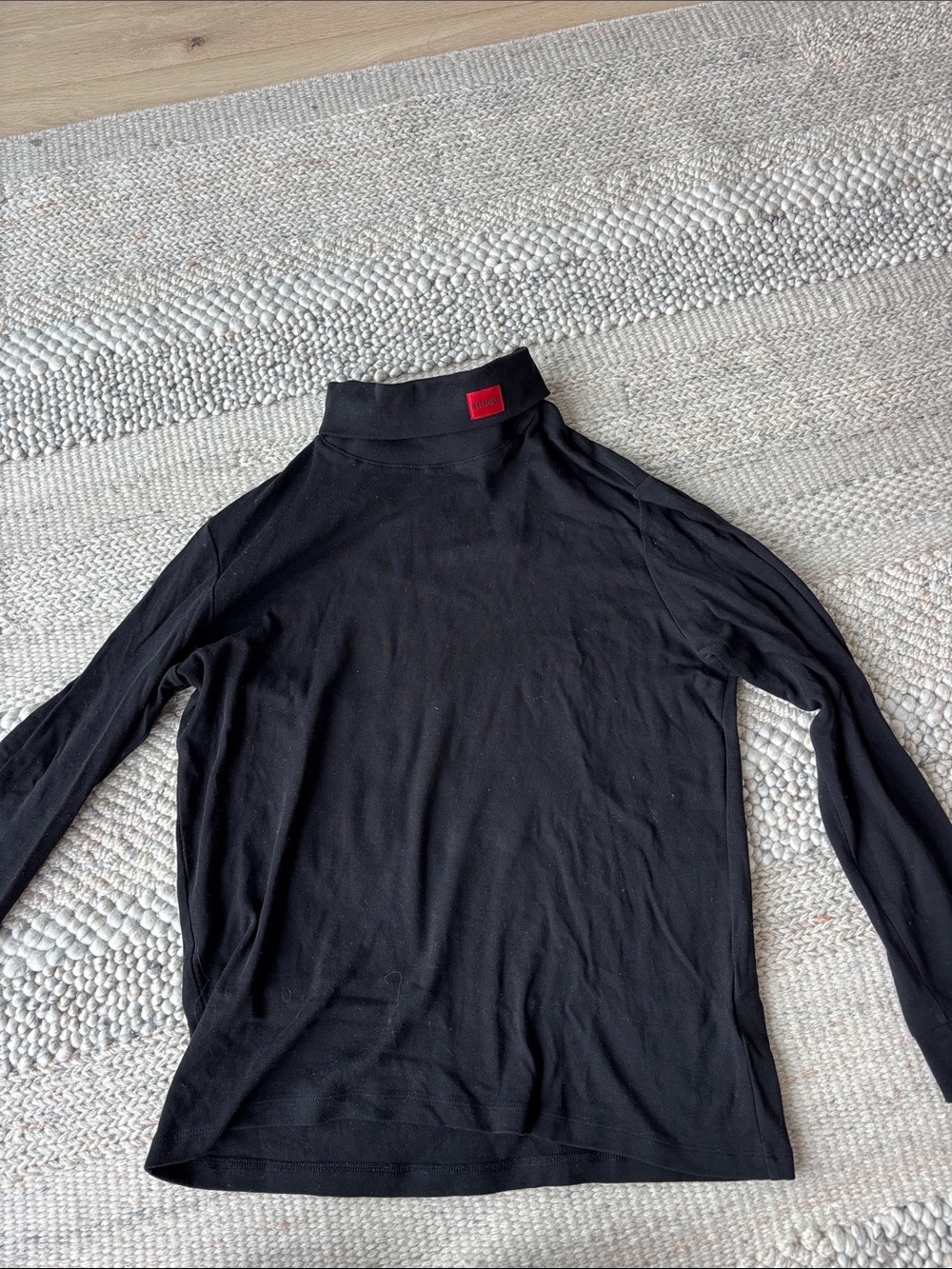 HUGO Black Turtleneck Long Sleeve Top